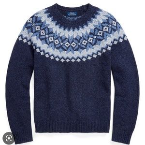 NWT COLLECTORS Polo Ralph Lauren Navy Wool Yoke Sweater- Cortina-